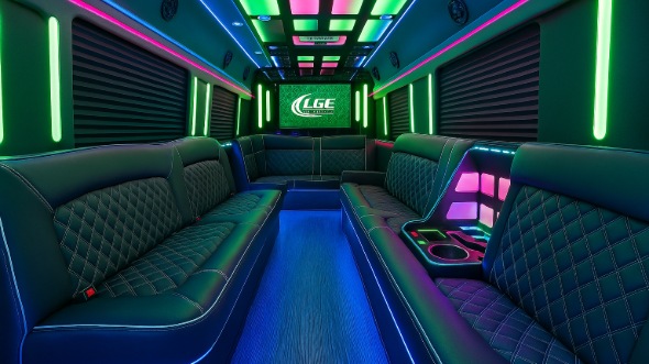 Interior of Charter Bus Company Camarillo's Party Bus in Camarillo
