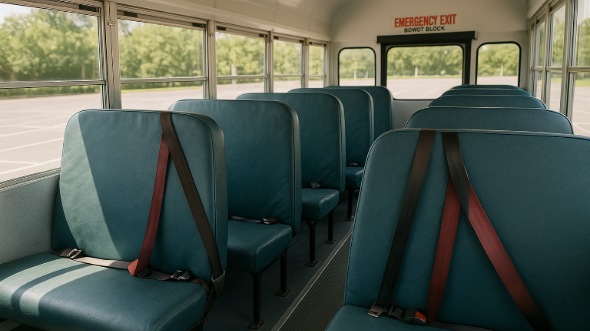 Interior of Charter Bus Company Camarillo's School Bus in Camarillo