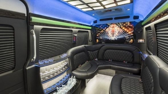 Interior of Charter Bus Company Camarillo's Sprinter Limo in Camarillo