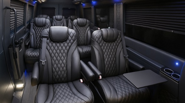 Interior of Charter Bus Company Camarillo's Sprinter Van Rental With Driver in Camarillo